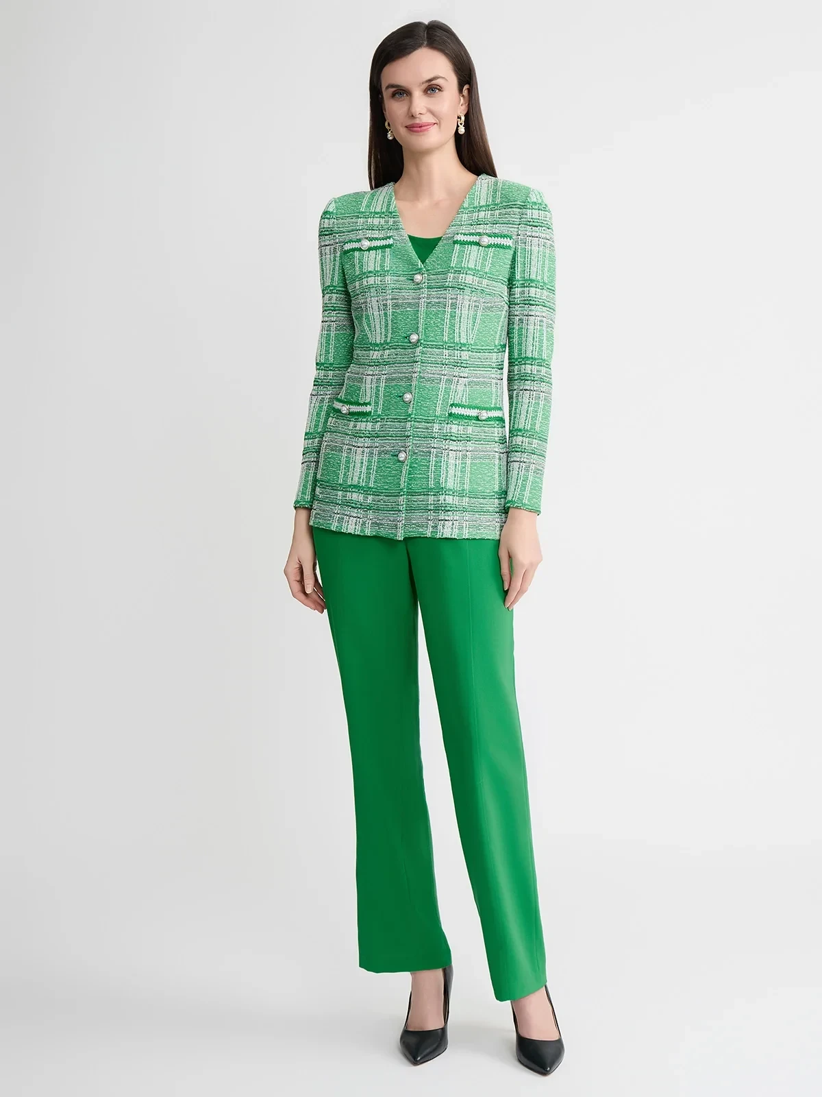 Nora Straight Leg Crepe de Chine Pant, Clover Field, photo 6