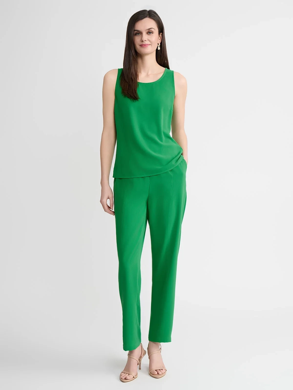 Nora Straight Leg Crepe de Chine Pant, Clover Field, photo 7