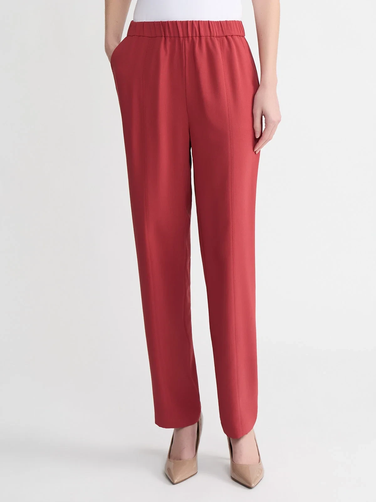 Nora Straight Leg Crepe de Chine Pant, Russet, photo 2