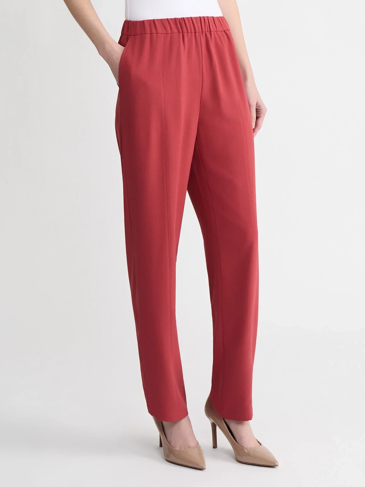 Nora Straight Leg Crepe de Chine Pant, Russet, photo 3