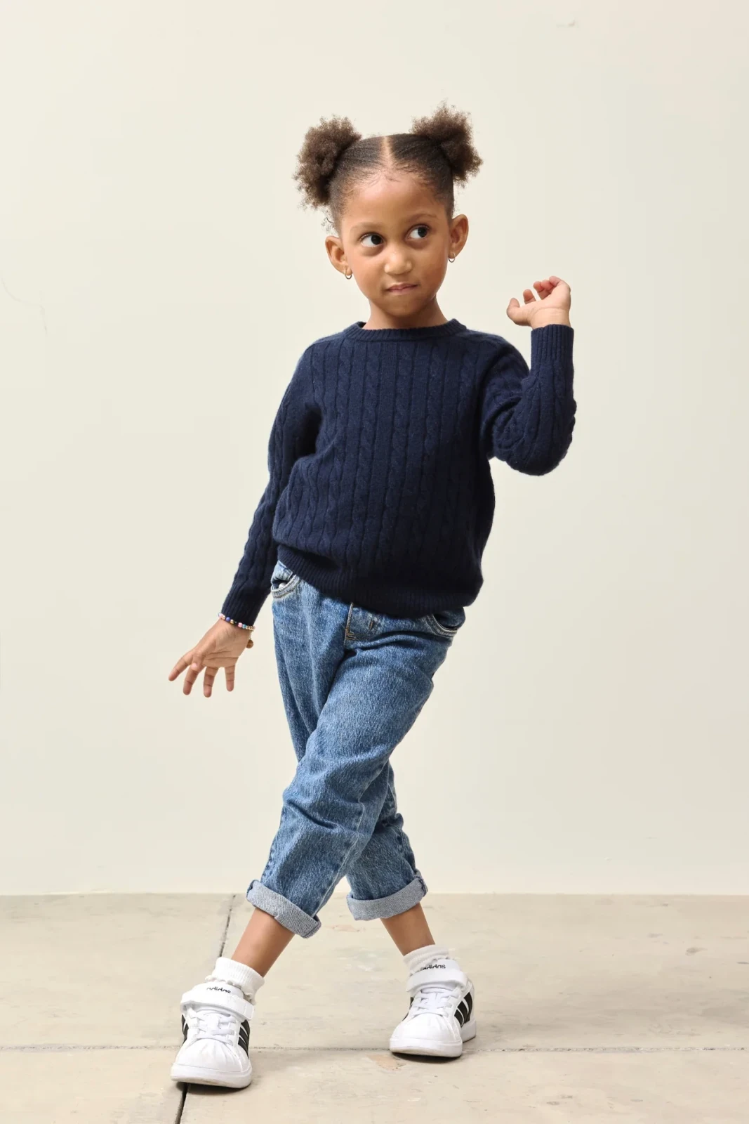 FINLEY KIDS CABLE KNIT SWEATER - NAVY