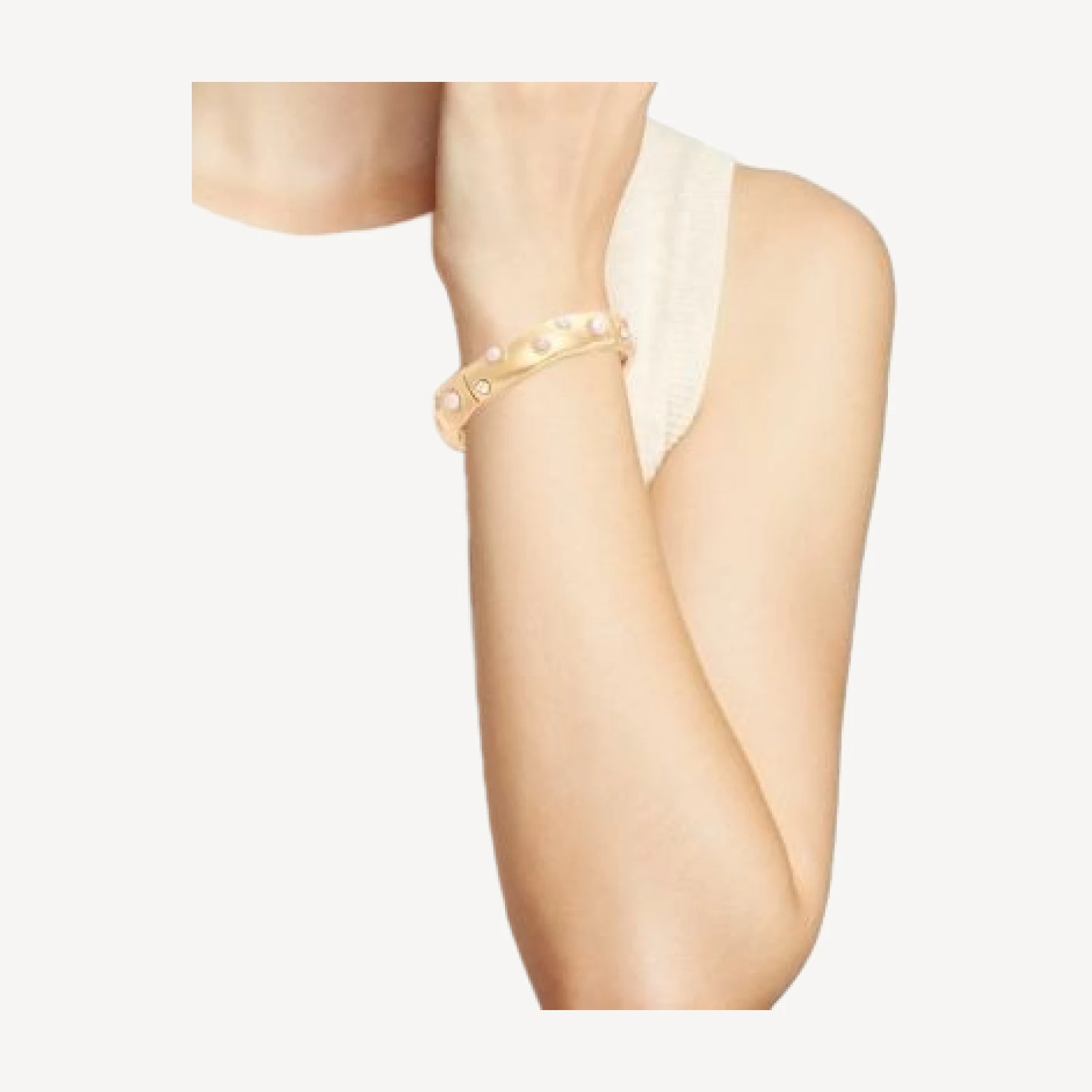 Aqua Cubic Zirconia & Imitation Pearl Bangle Bracelet - Exclusive