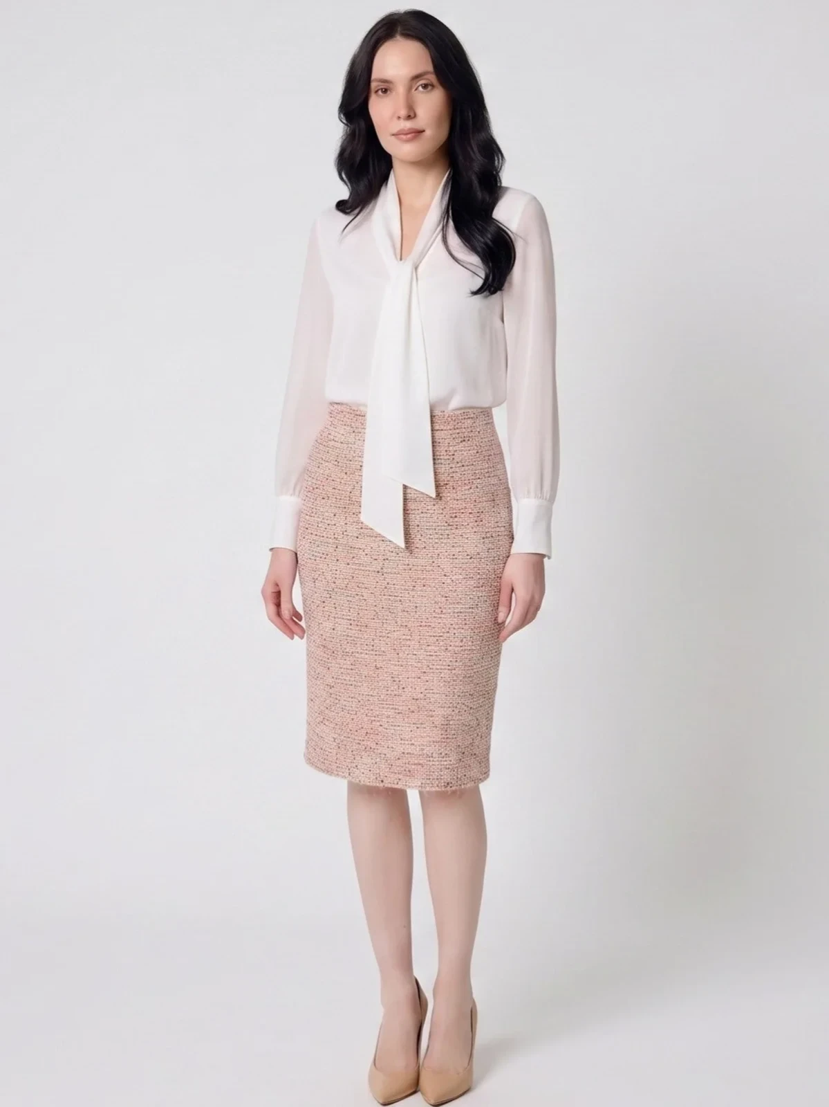 Ribbon Tweed Knit Straight Skirt, photo 4