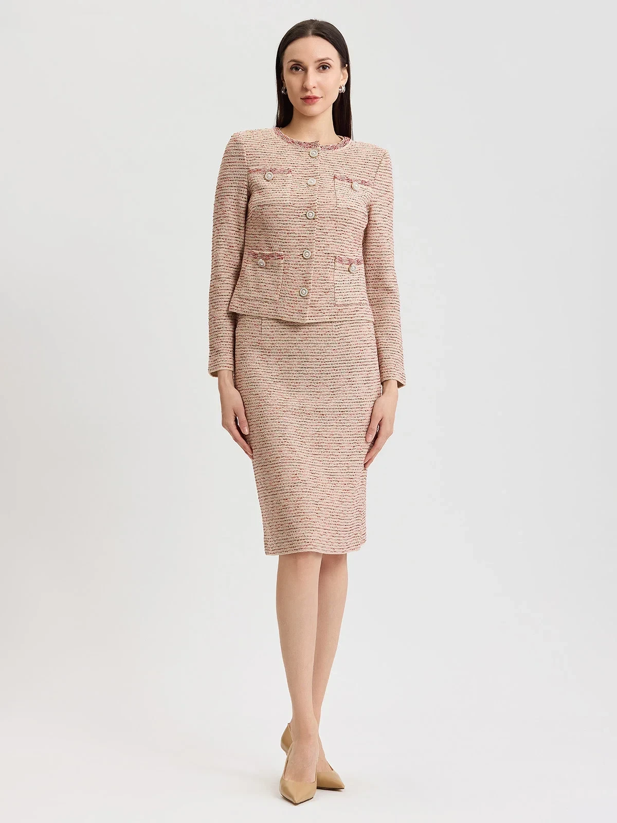 Ribbon Tweed Knit Straight Skirt, photo 6