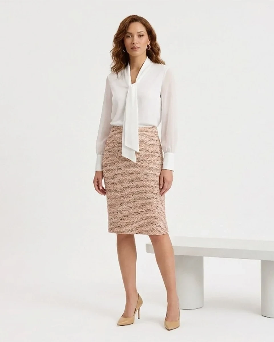 Ribbon Tweed Knit Straight Skirt, photo 7