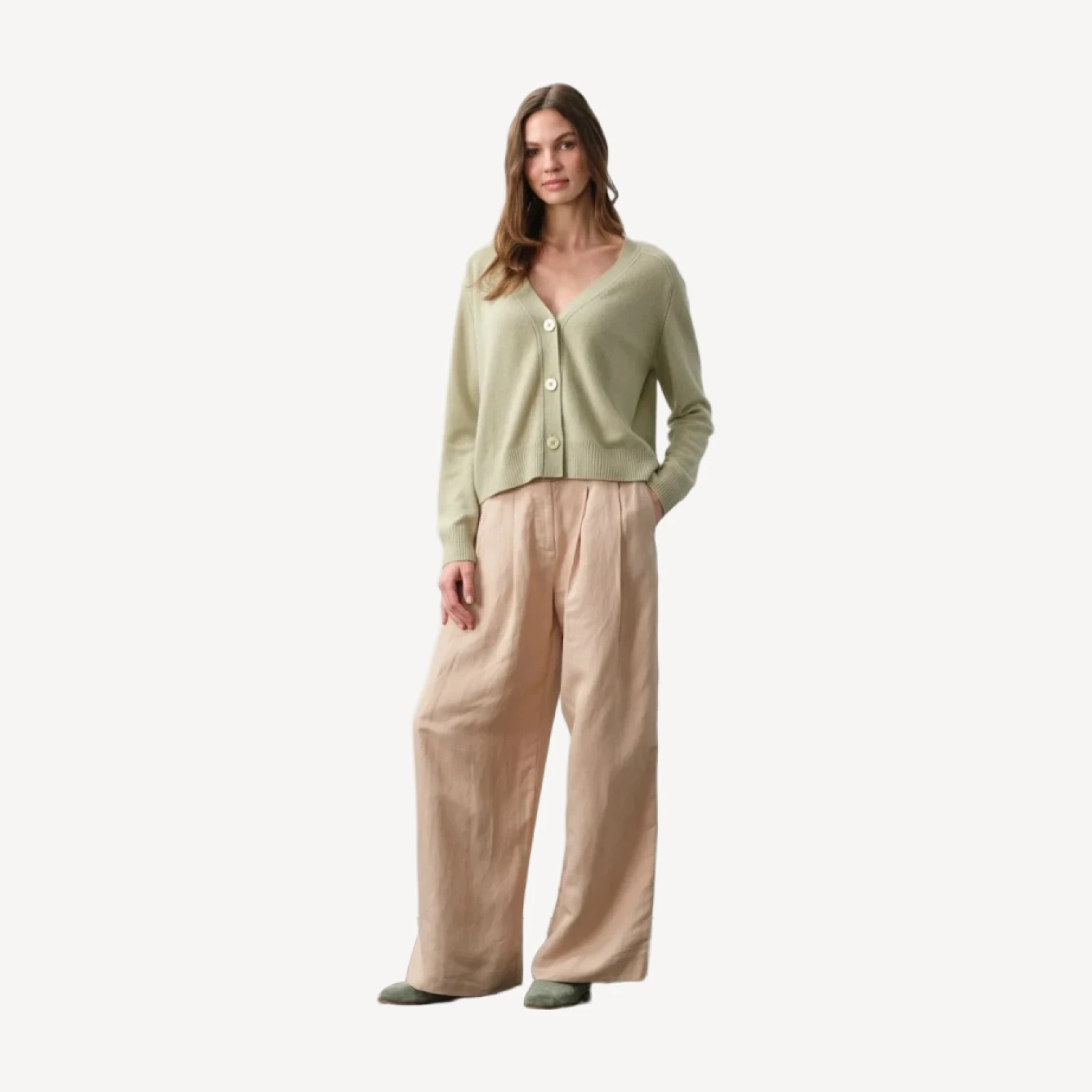 ALTHEA CASHMERE CARDIGAN - MATCHA