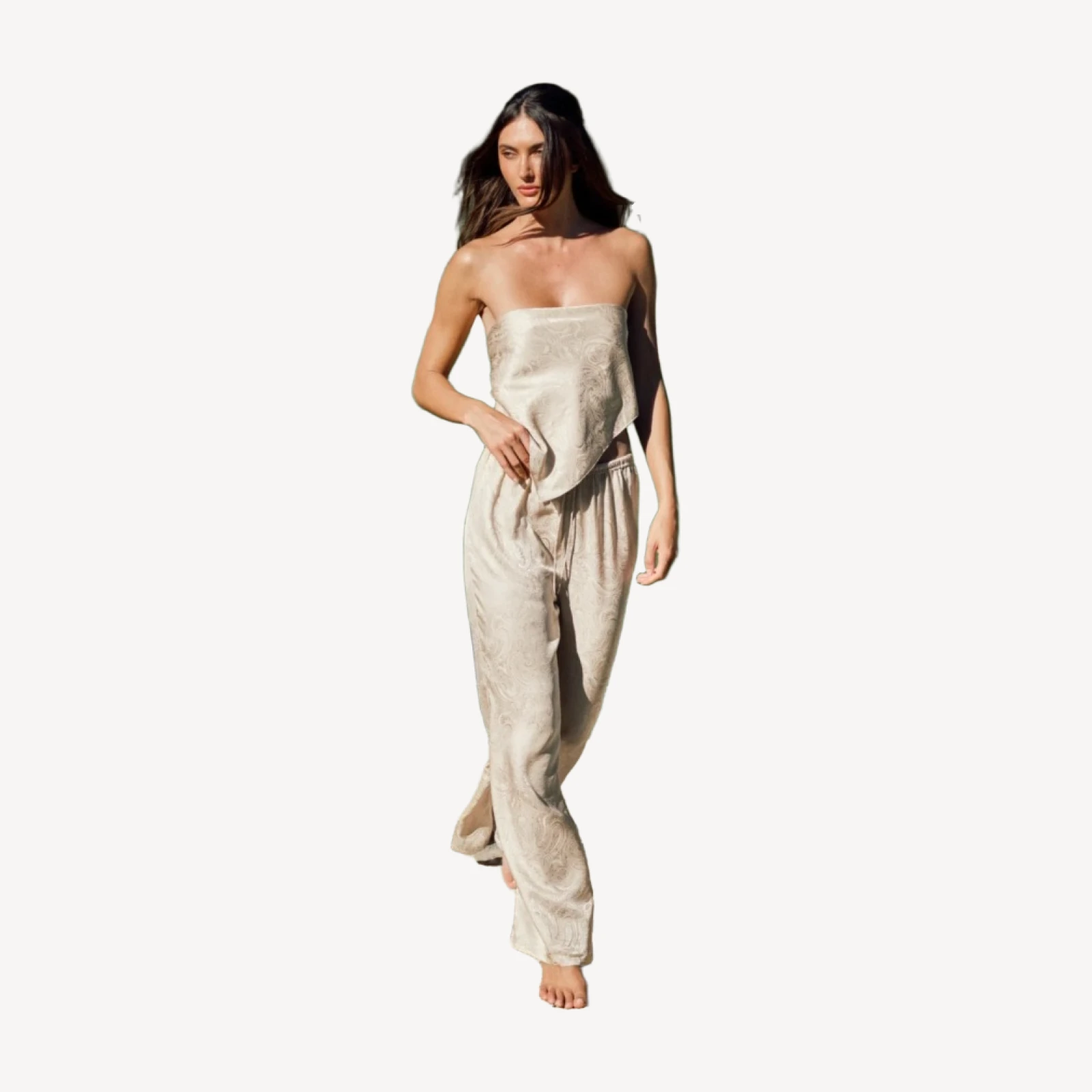 LUCIA PAISLEY SILK SCARF - SAND