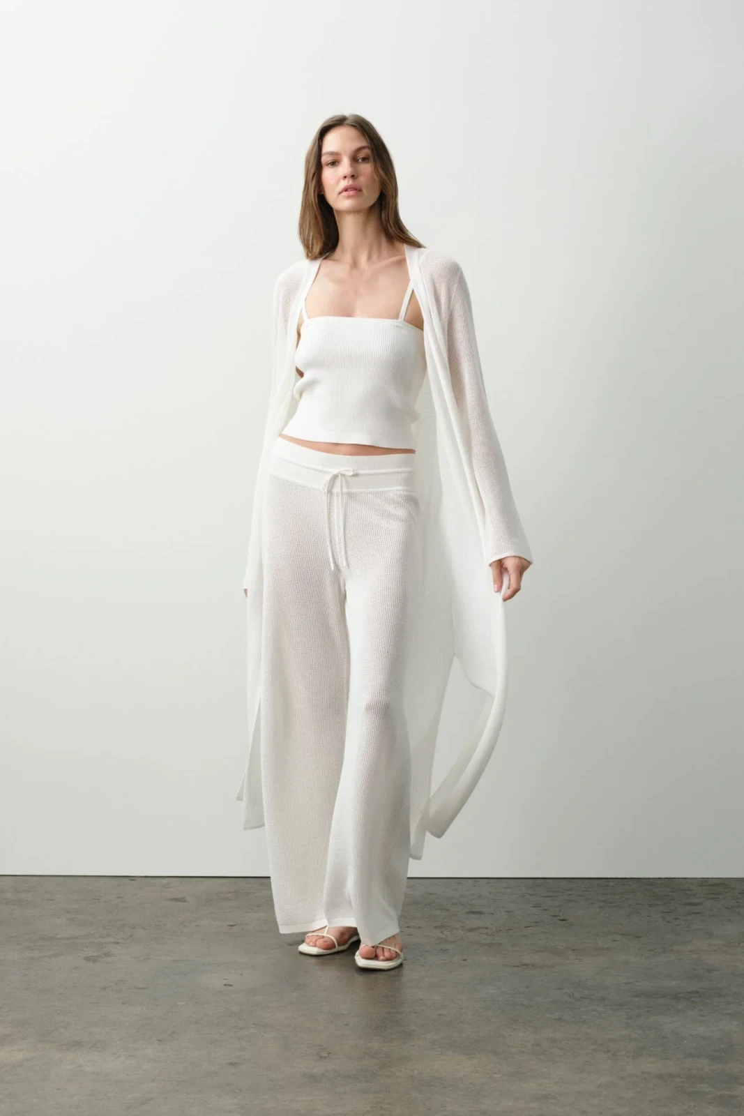 KEALA COTTON CASHMERE LONGLINE CARDIGAN - ECRU