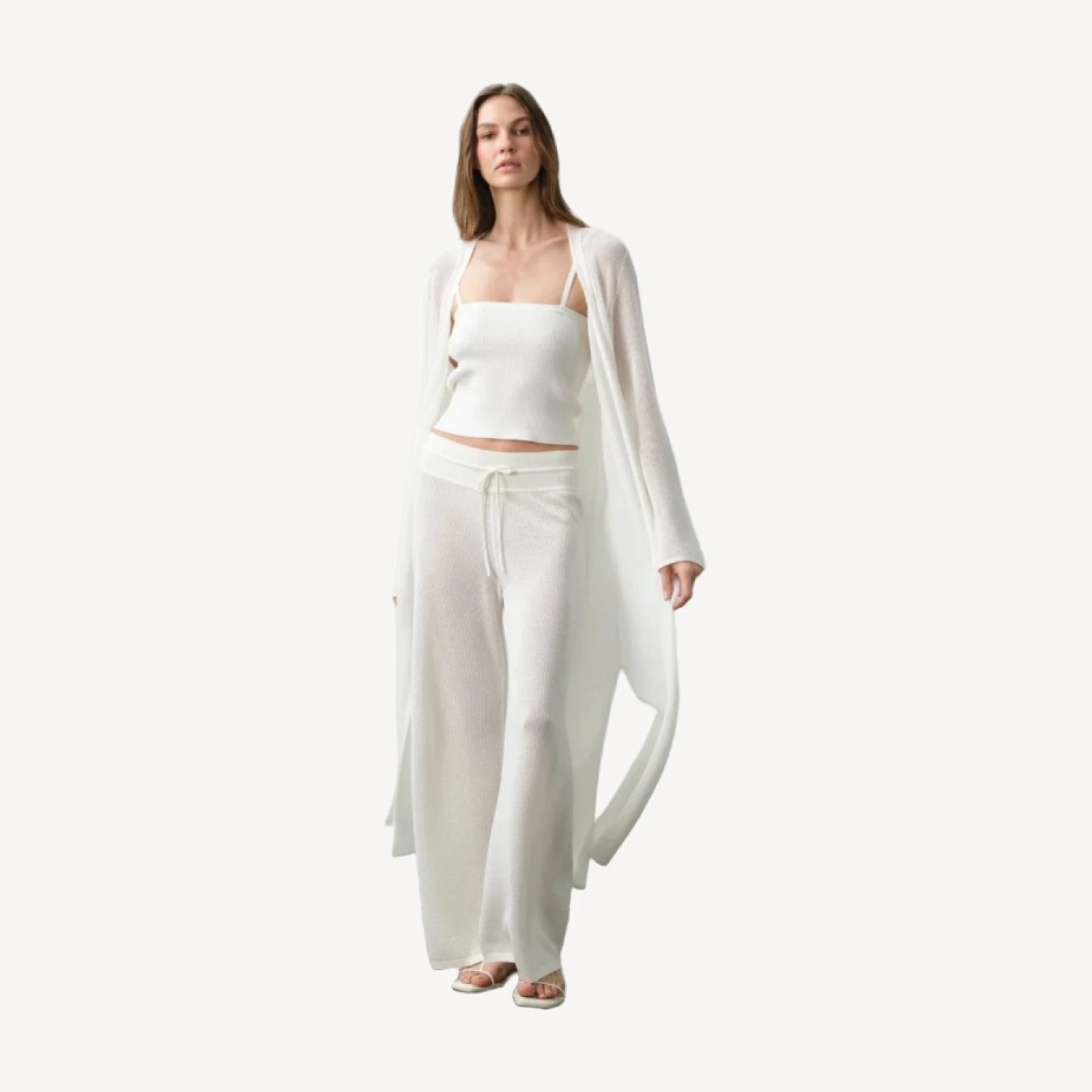 KEALA COTTON CASHMERE LONGLINE CARDIGAN - ECRU