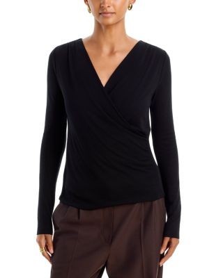 Aqua Crossover V Neck Long Sleeve Top - Exclusive