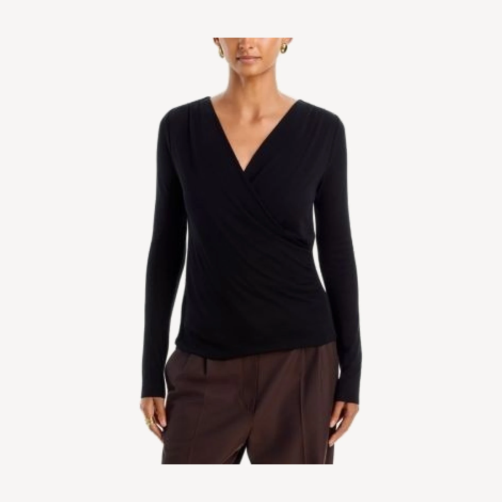 Aqua Crossover V Neck Long Sleeve Top - Exclusive