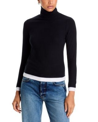 Aqua Contrast Trim Knit Turtleneck - Exclusive