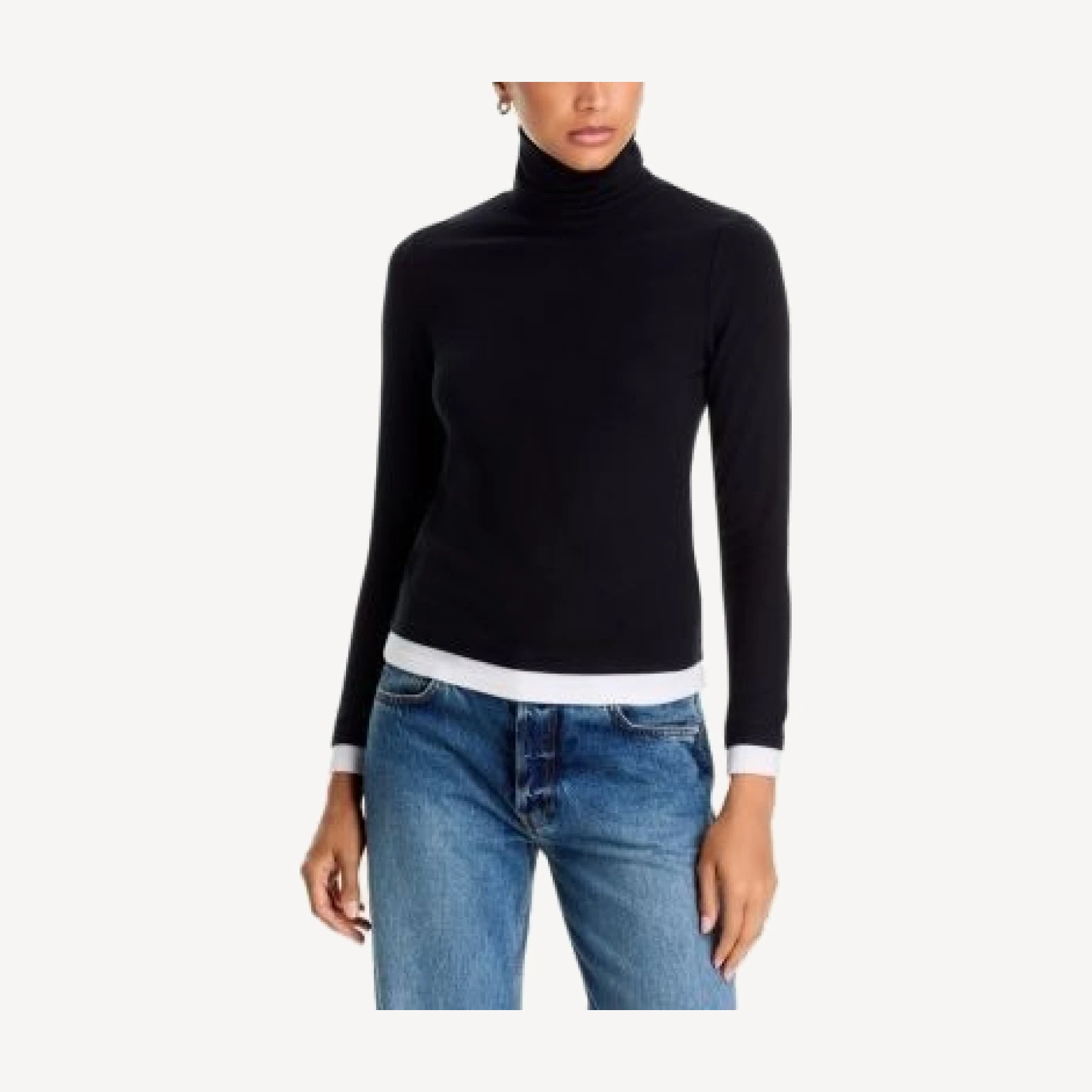 Aqua Contrast Trim Knit Turtleneck - Exclusive
