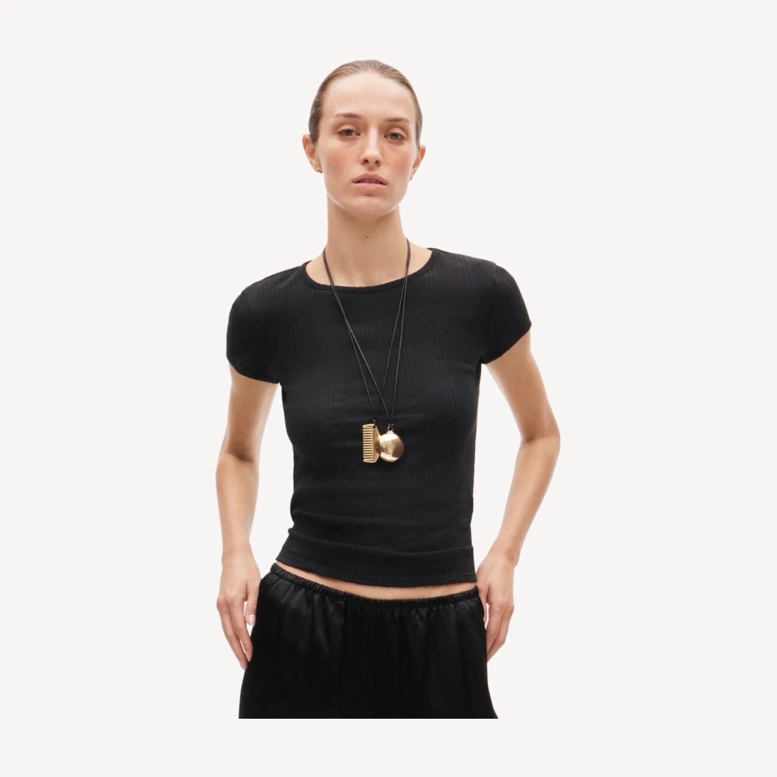 Pointelle crewneck T-shirt