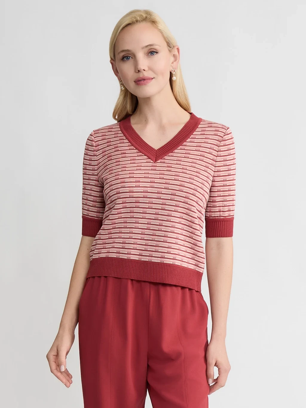 Striped Ribbed Hem Top