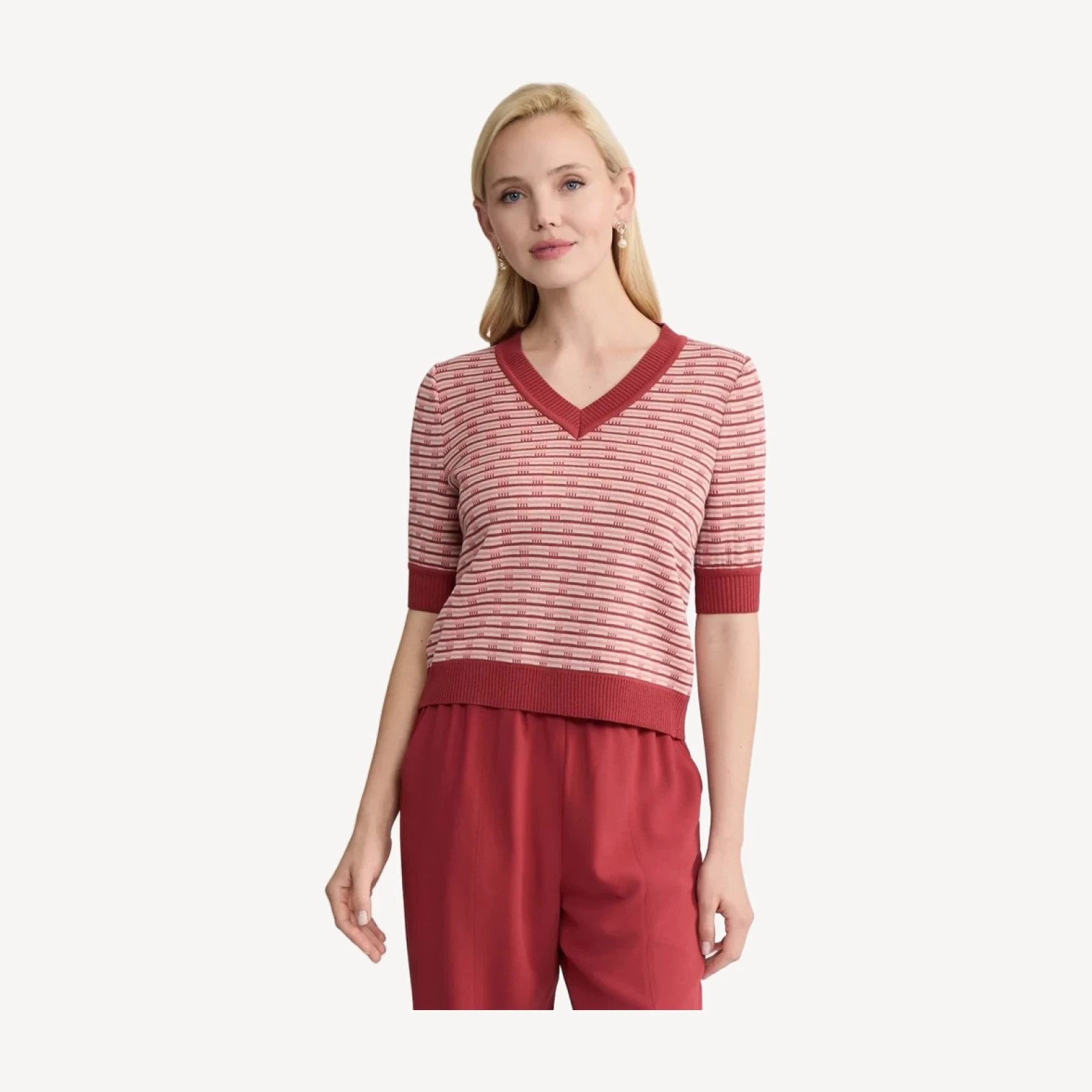 Striped Ribbed Hem Top