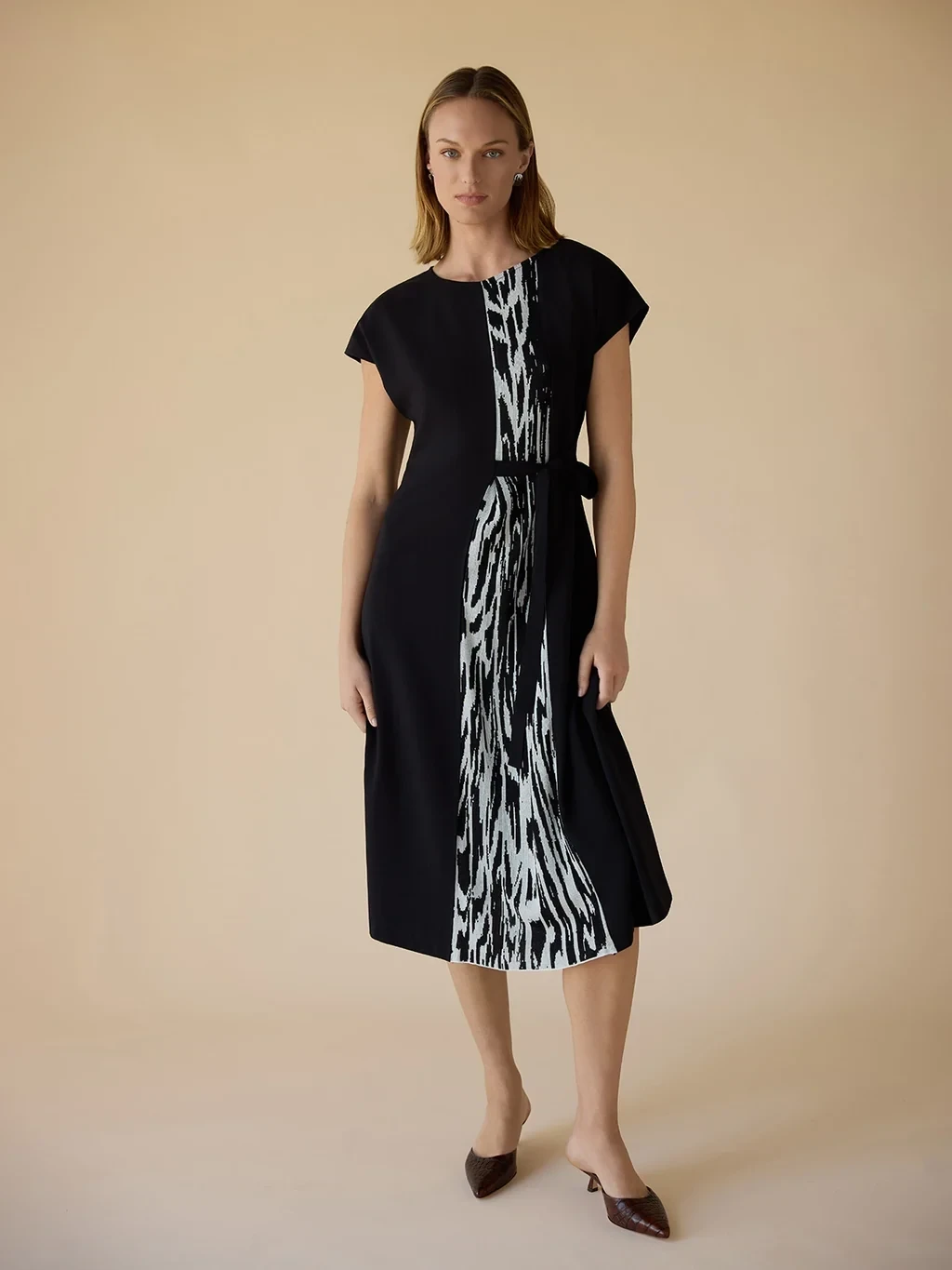 Fit & Flare Abstract Animal Print Midi Dress