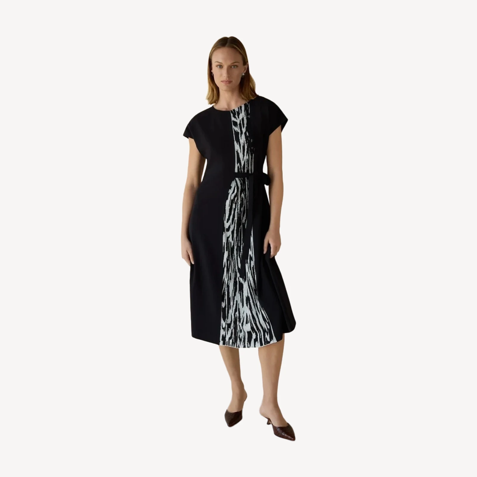 Fit & Flare Abstract Animal Print Midi Dress