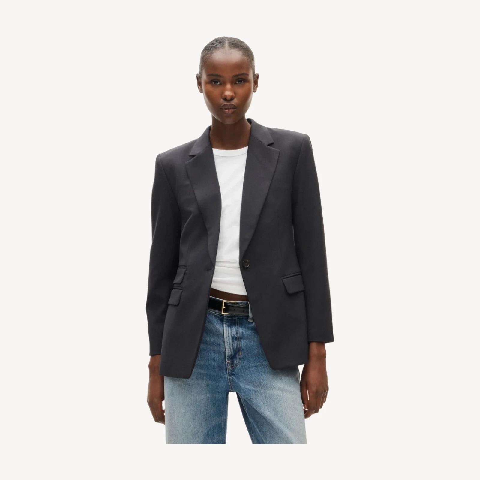 Single-button blazer in lightspun wool blend