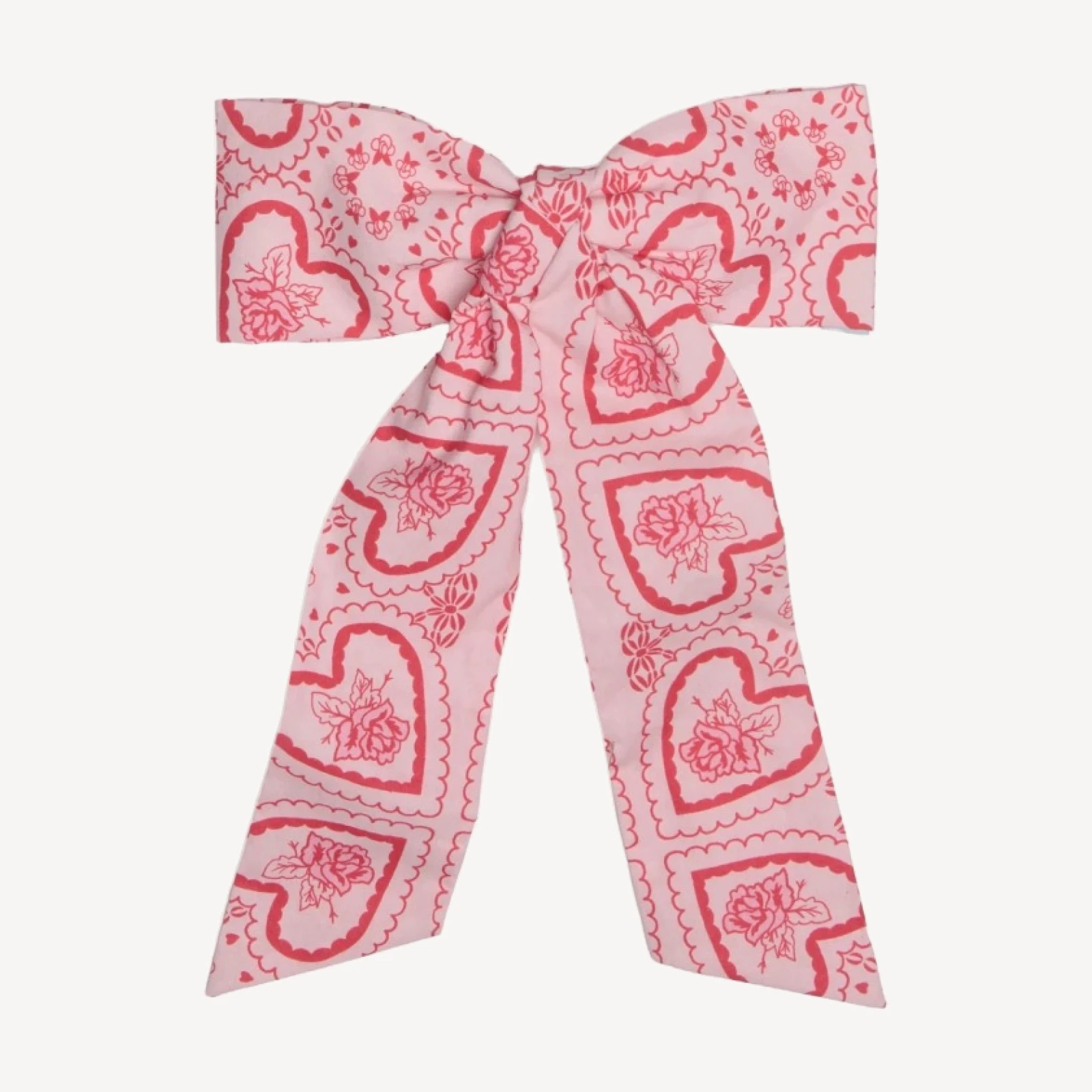 The Belle Bow - Red Patchwork Doily Heart
