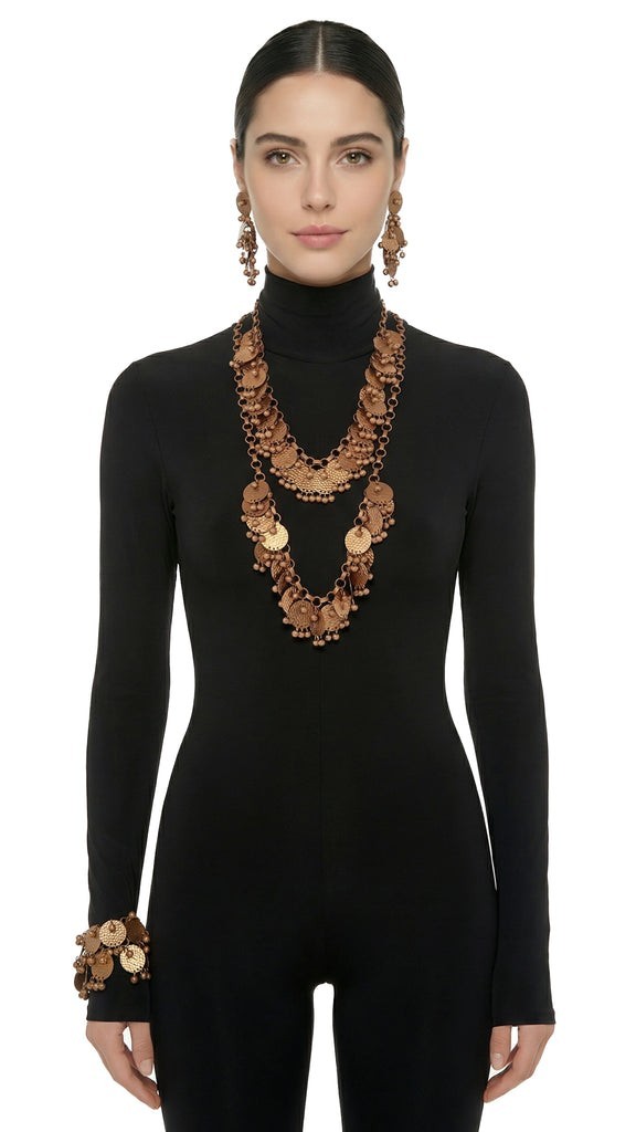 COIN NECKLACES, BRACELET AND EARRING SET