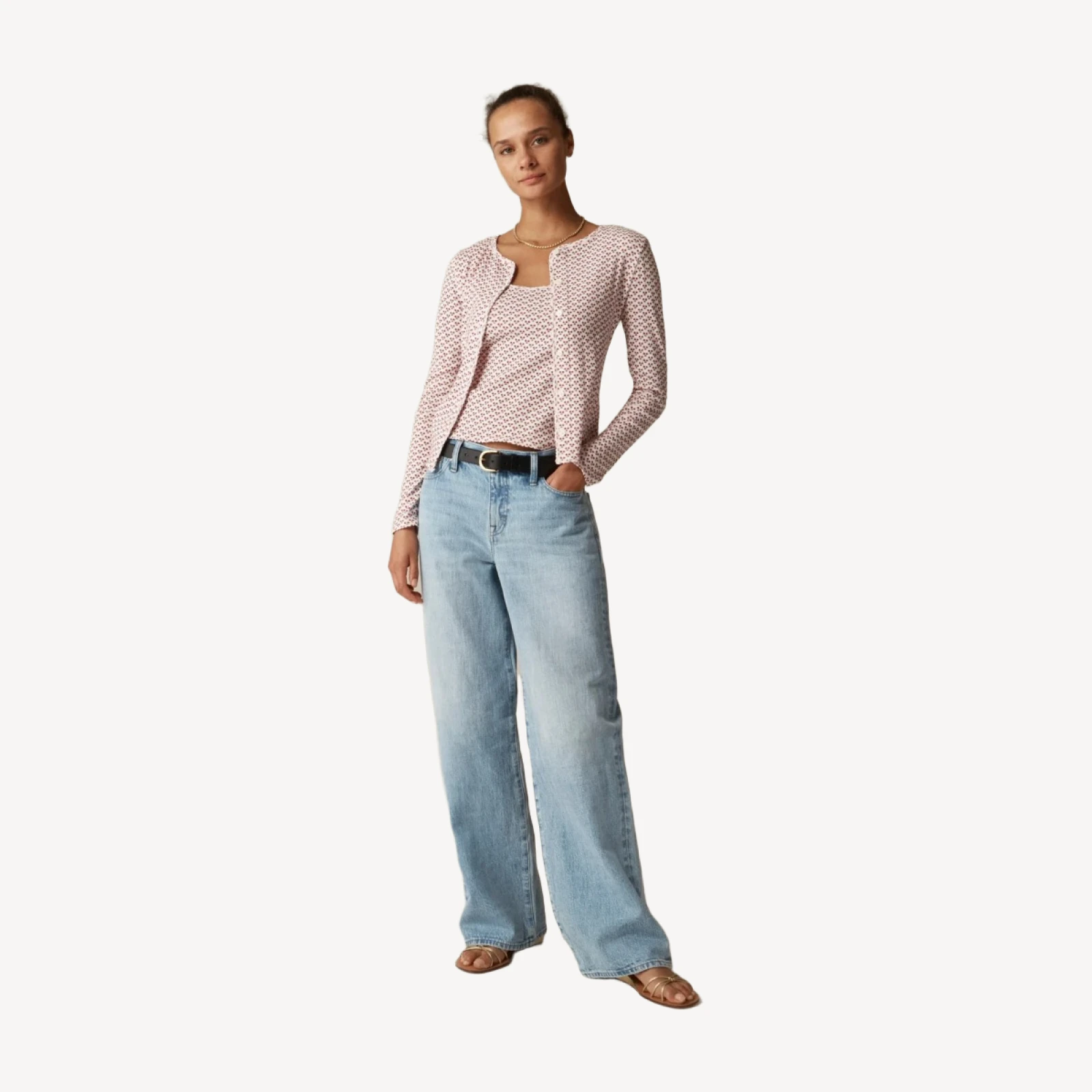 Lower-rise wide-leg jean