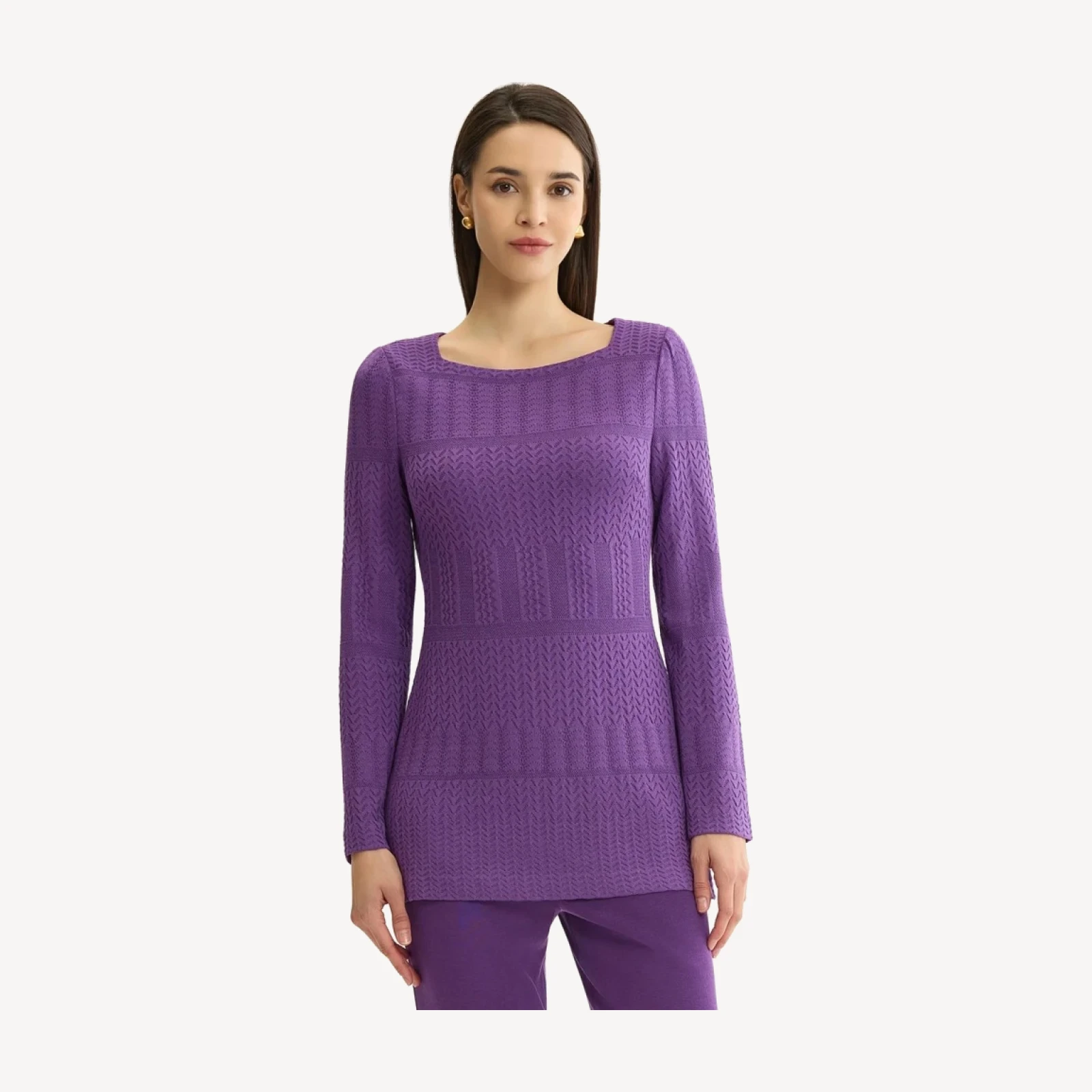 Tonal Multi-Stitch Soft Knit Tunic