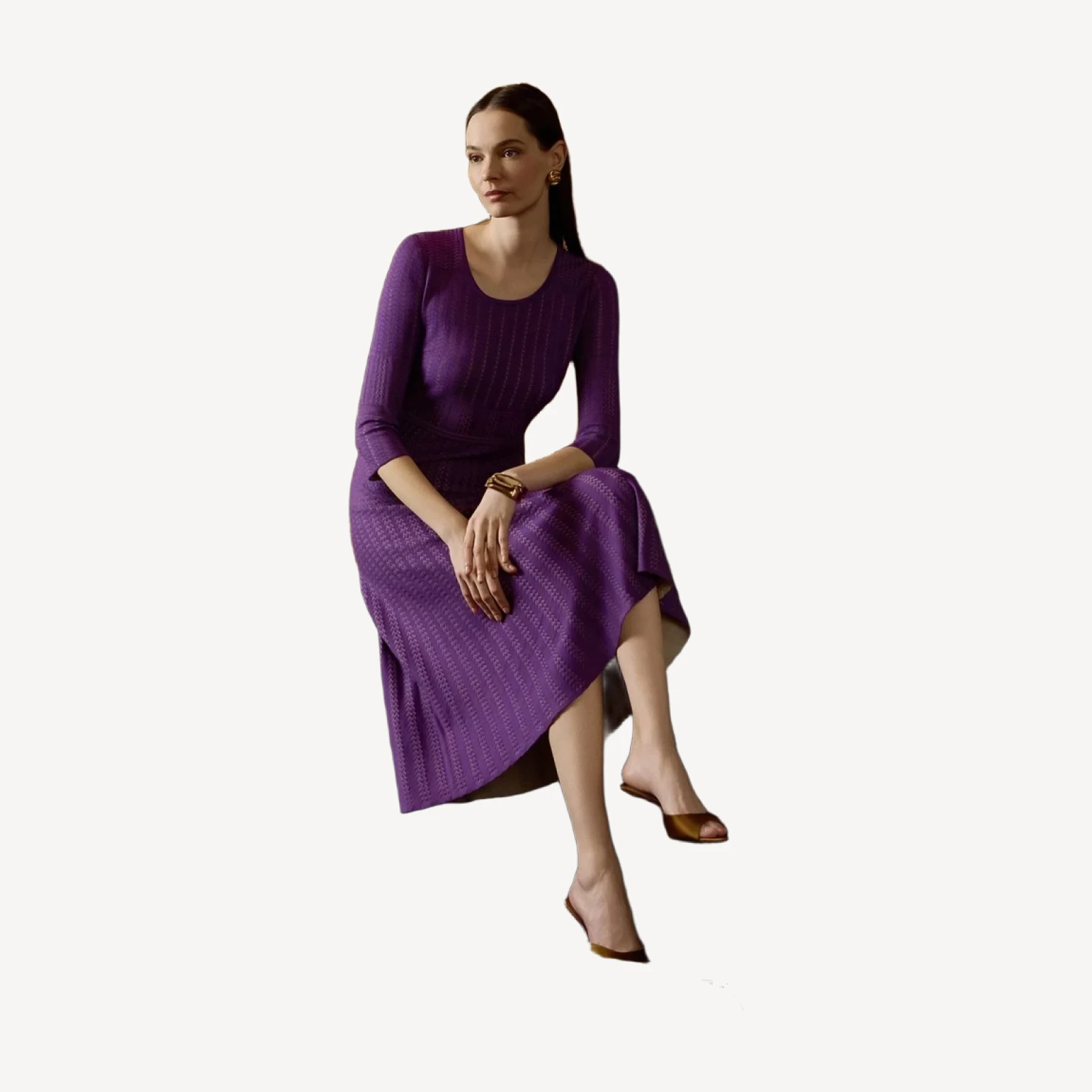 Fit & Flare Multi-Stitch Soft Knit Maxi Dress
