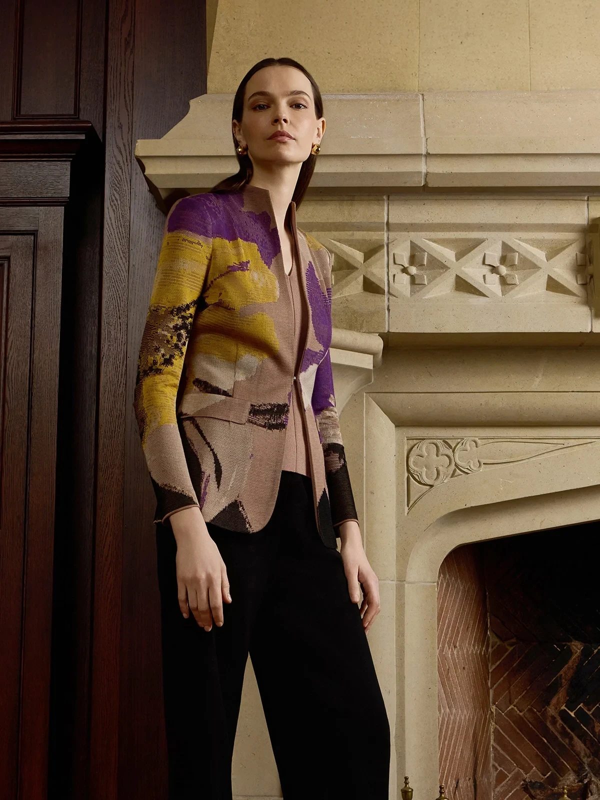 Tailored Floral Jacquard Flat Knit Jacket, photo 2