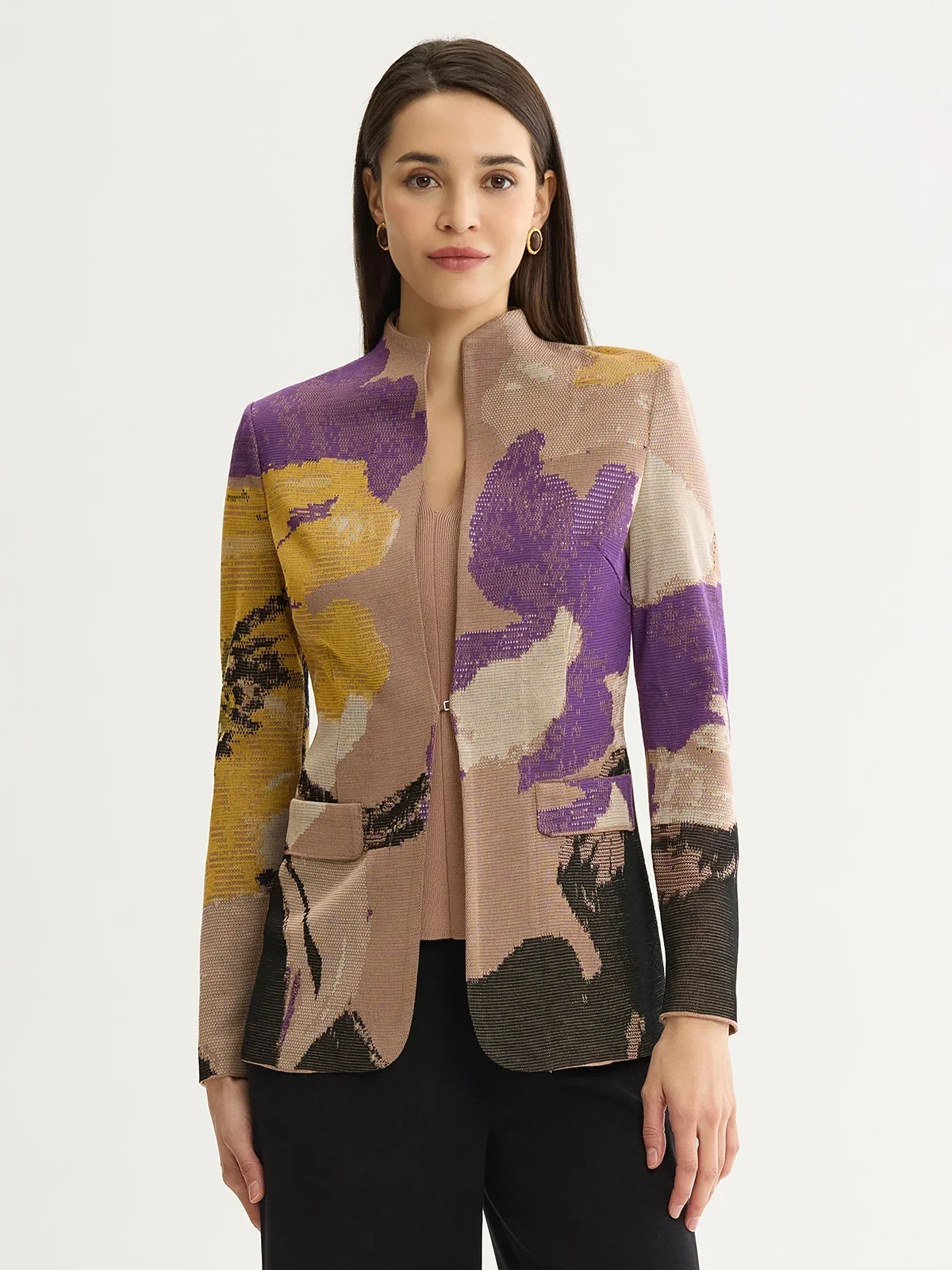 Tailored Floral Jacquard Flat Knit Jacket, photo 3