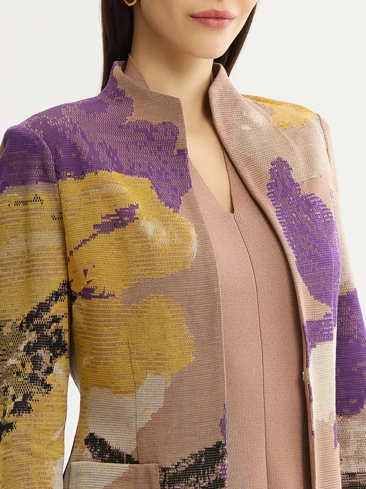 Tailored Floral Jacquard Flat Knit Jacket, photo 5