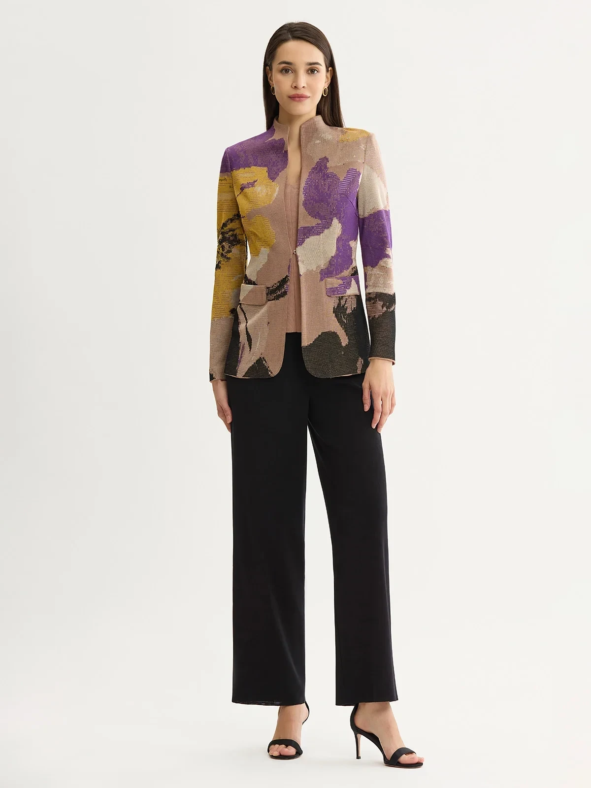 Tailored Floral Jacquard Flat Knit Jacket, photo 7