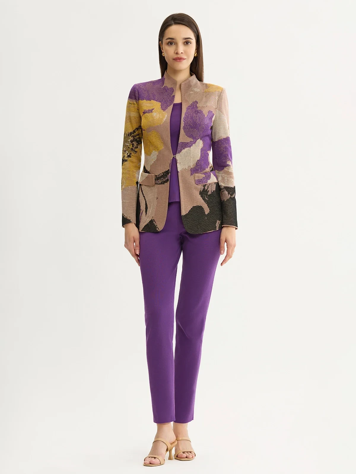 Tailored Floral Jacquard Flat Knit Jacket, photo 8