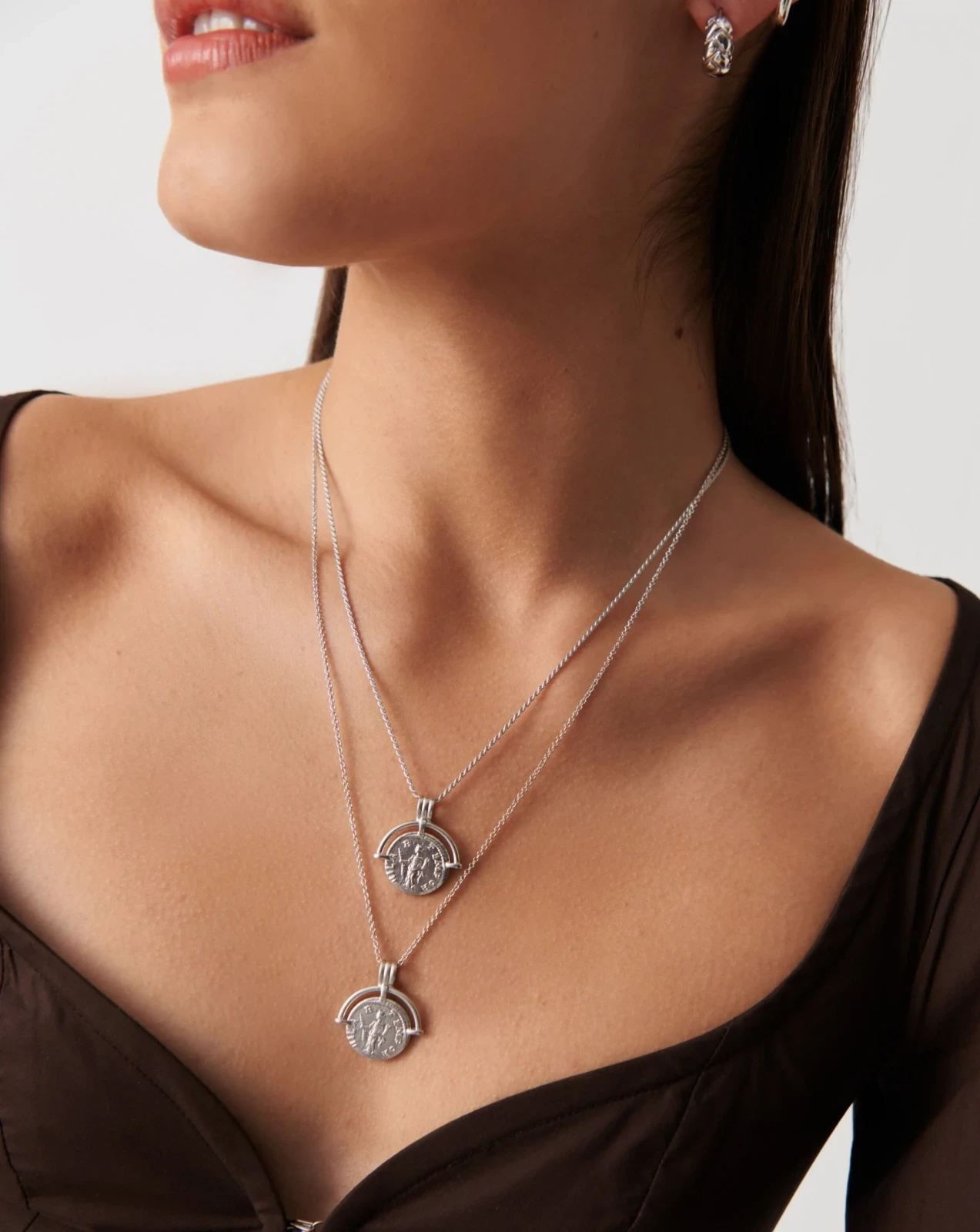 Lucy Williams Long Engravable Roman Arc Coin Necklace, photo 2