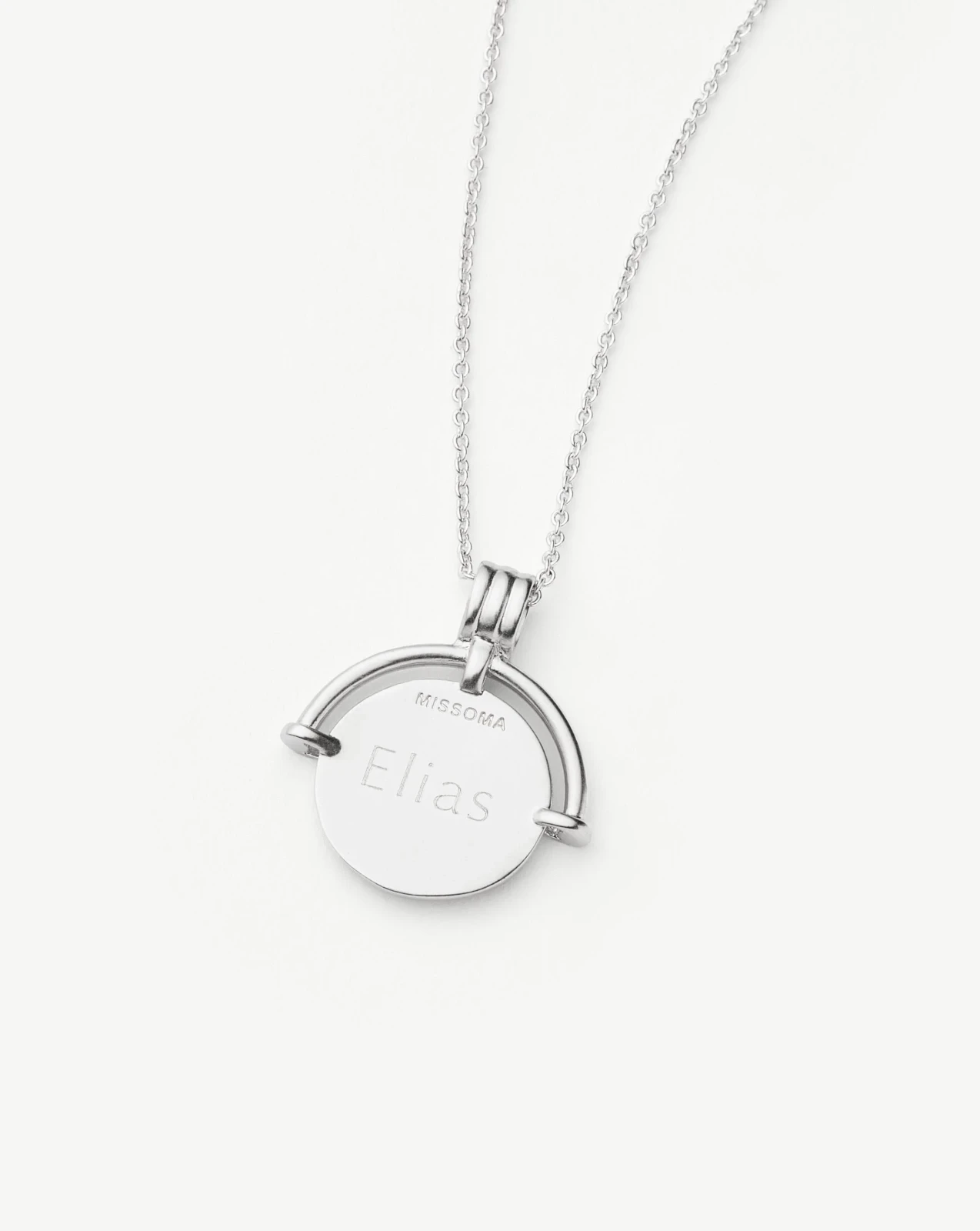 Lucy Williams Long Engravable Roman Arc Coin Necklace, photo 4