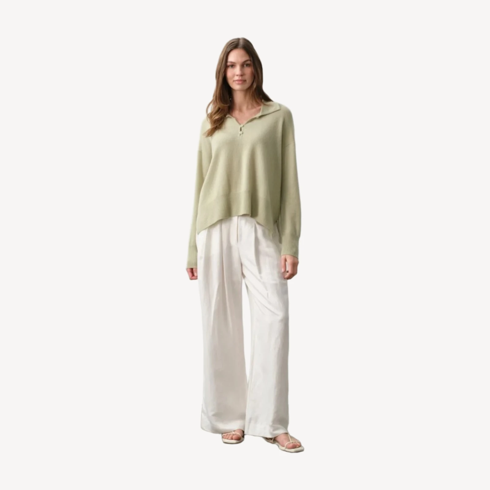 IMOGEN CASHMERE POLO - MATCHA
