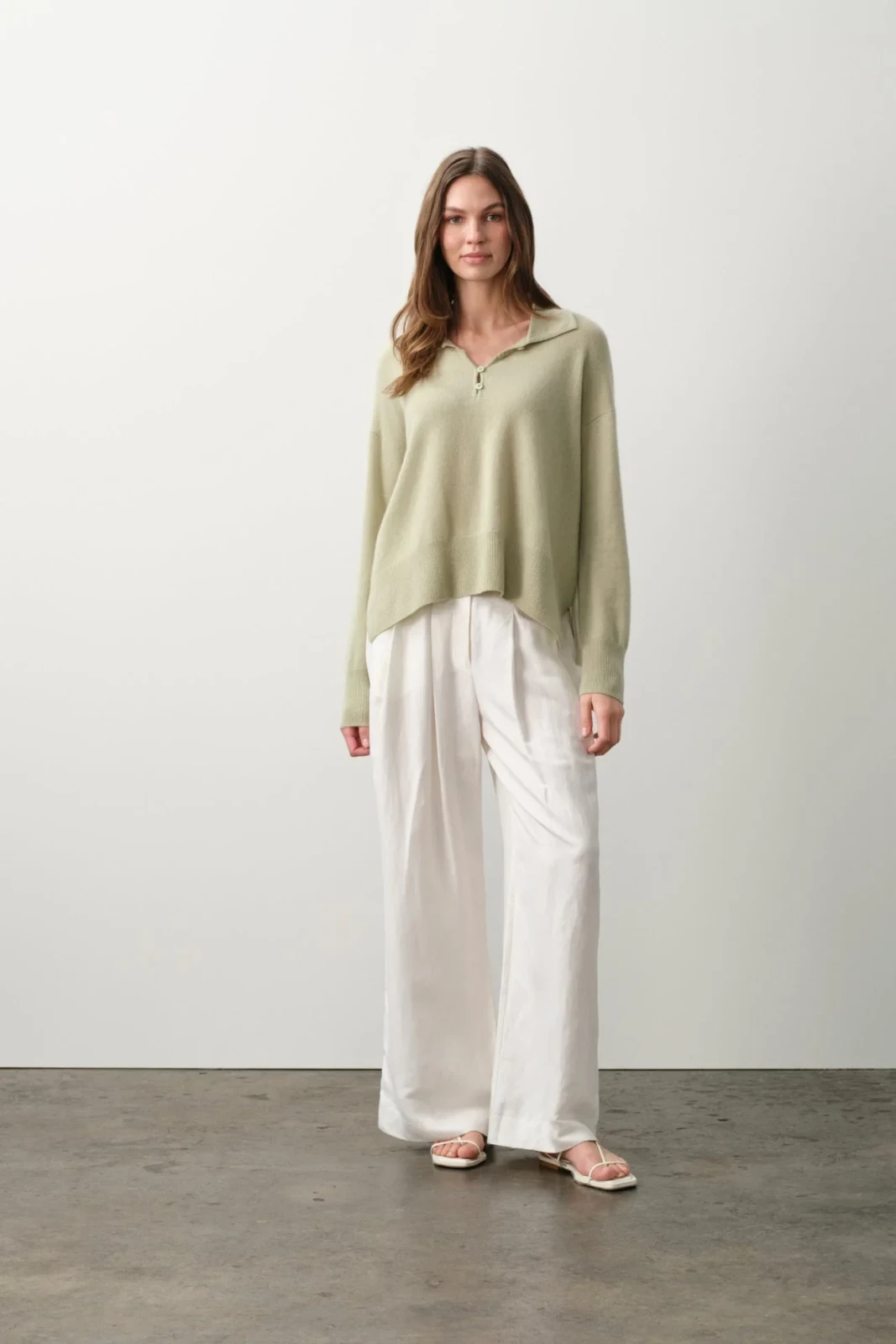 IMOGEN CASHMERE POLO - MATCHA