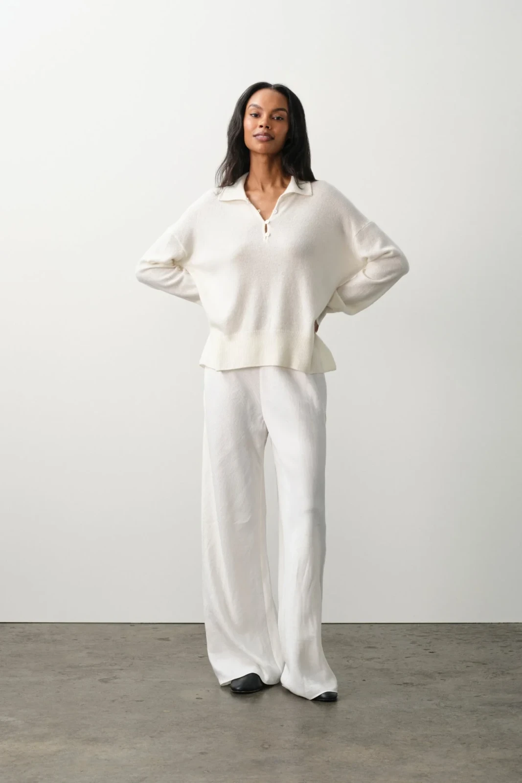 IMOGEN CASHMERE POLO - ECRU