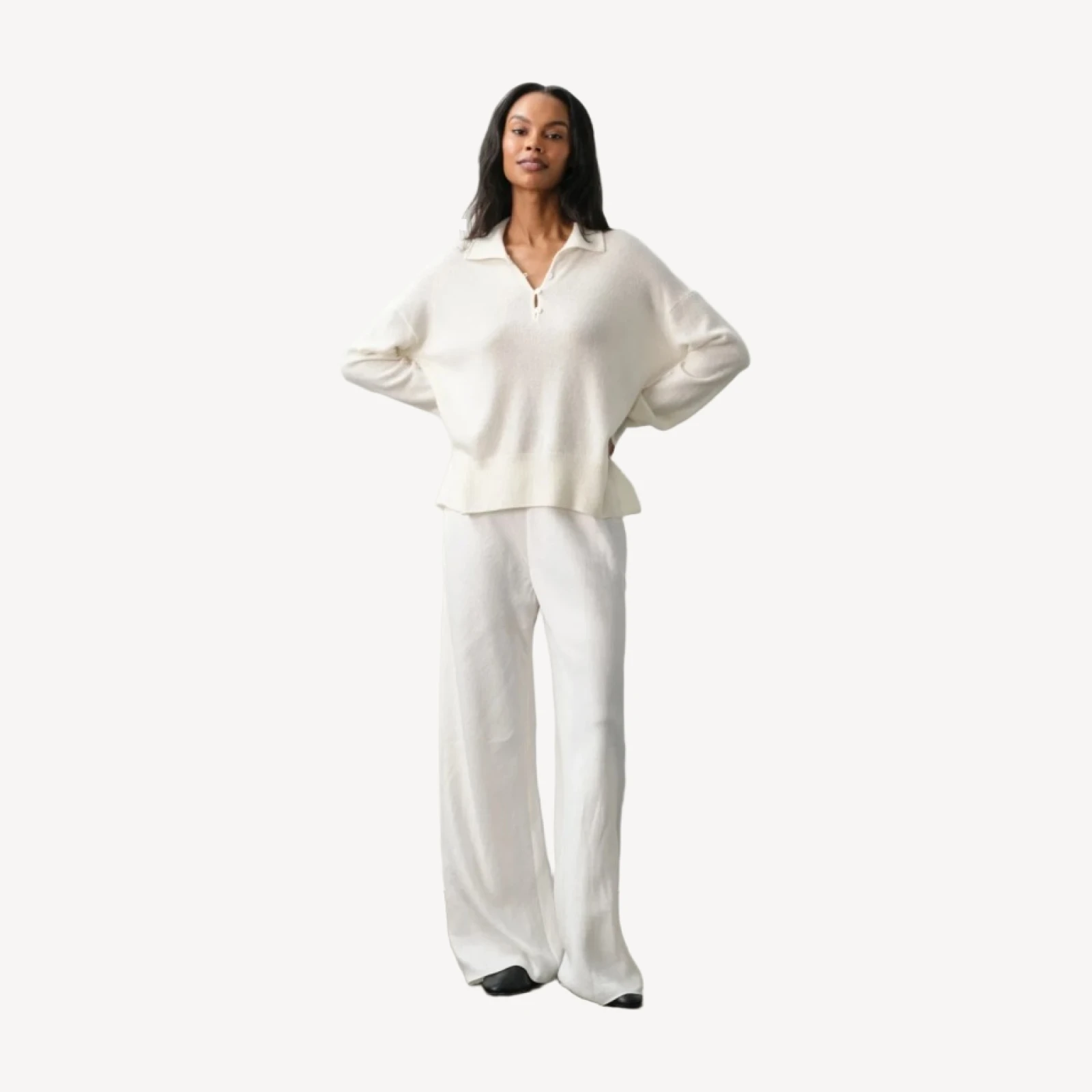 IMOGEN CASHMERE POLO - ECRU