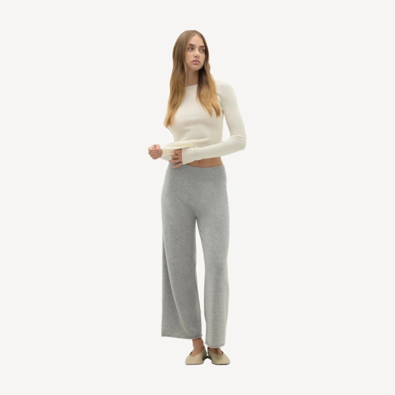 MARINA CROPPED CASHMERE PANT - SHADOW HEATHER