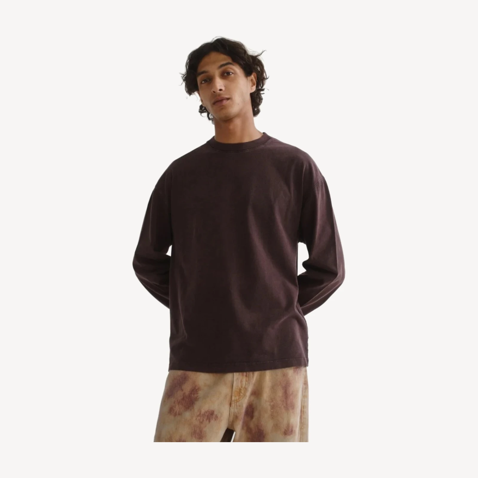 Asha Long Sleeve Mock Neck Tee in Mocha