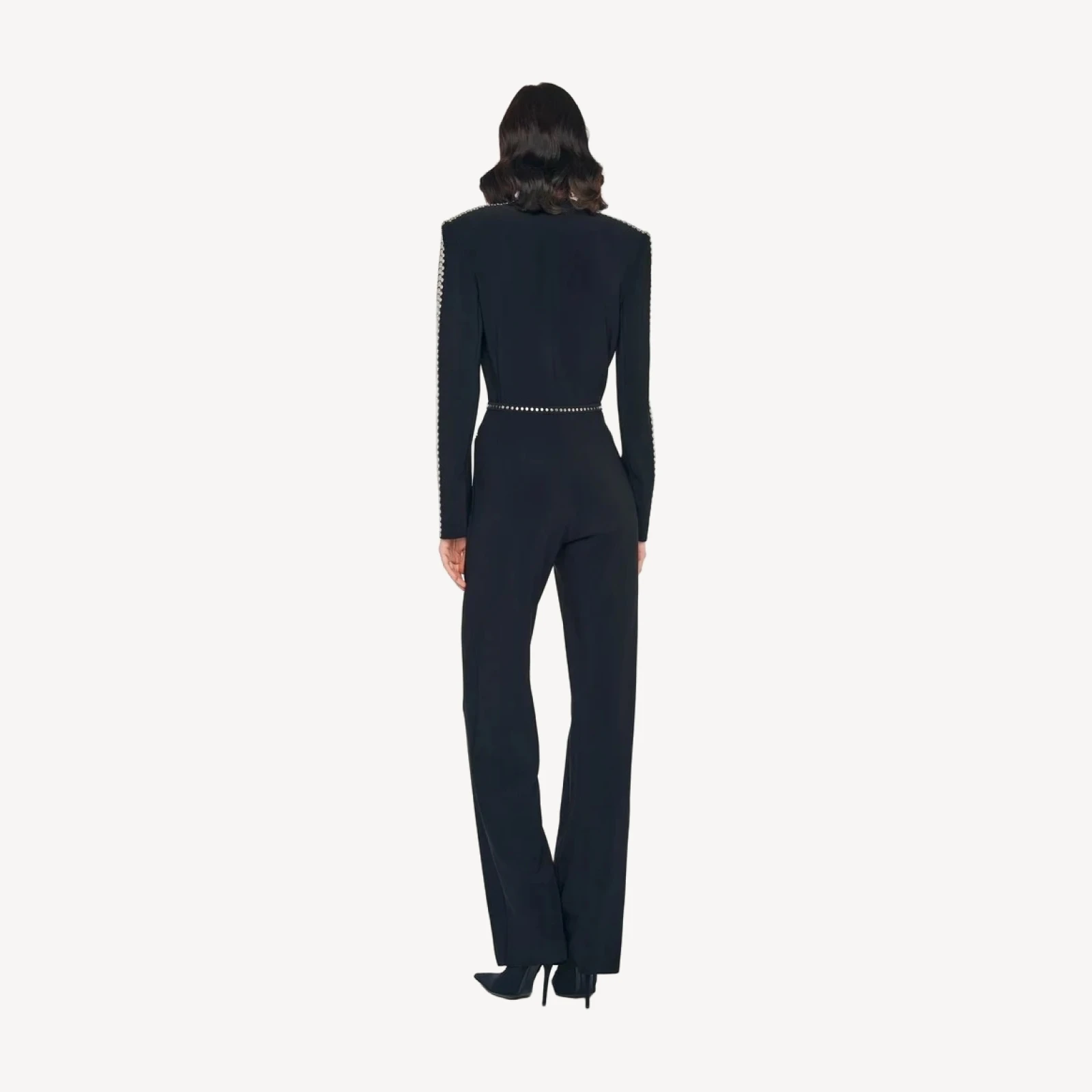 STUD ZIP FRONT STRAIGHT LEG JUMPSUIT
