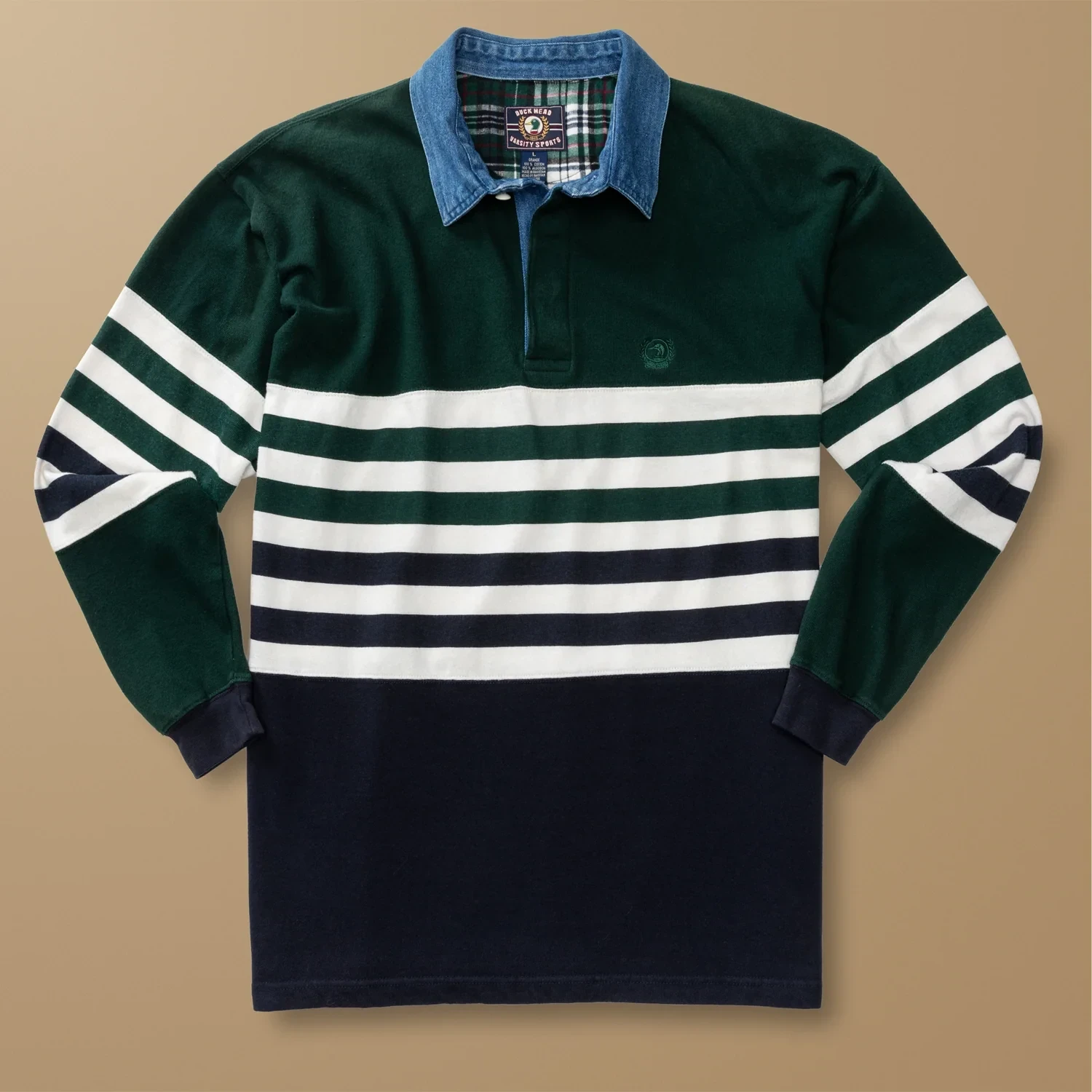 Multi-Striped Rugby Shirt L - Duck Head Vintage