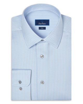 David Donahue Trim Fit Dobby Stripe Cotton Dress Shirt