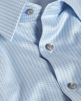 David Donahue Trim Fit Dobby Stripe Cotton Dress Shirt