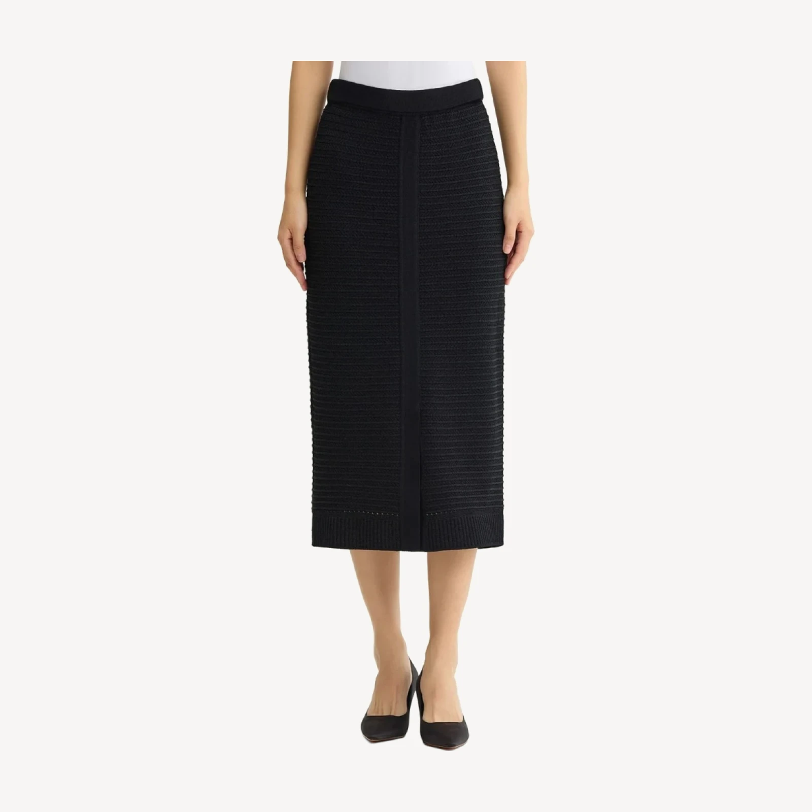 Straight Monochromatic Ottoman Knit Maxi Skirt