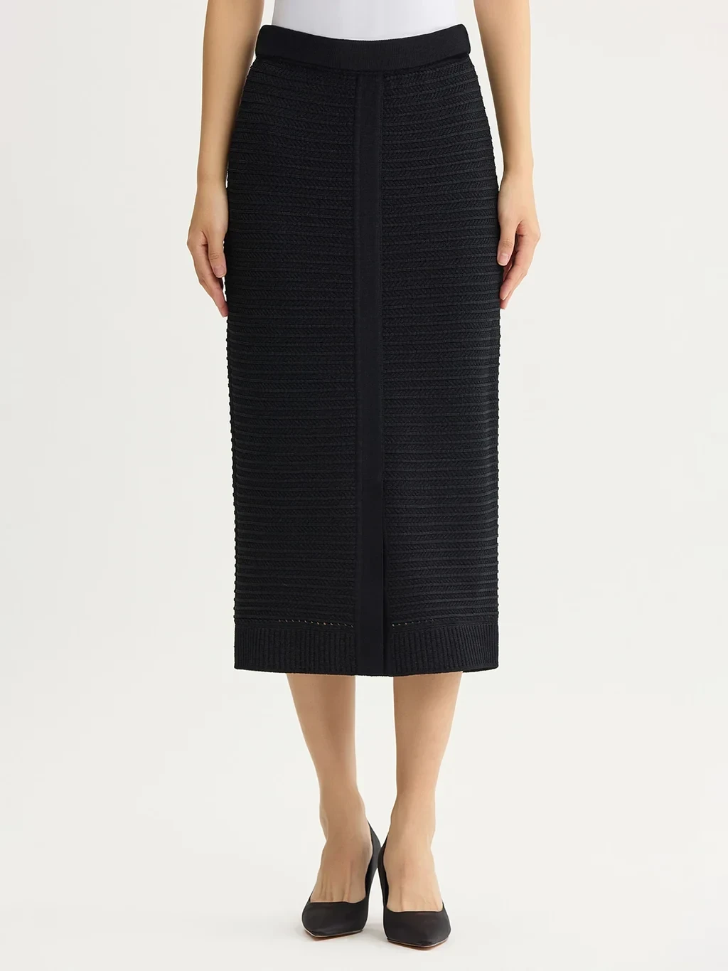 Straight Monochromatic Ottoman Knit Maxi Skirt