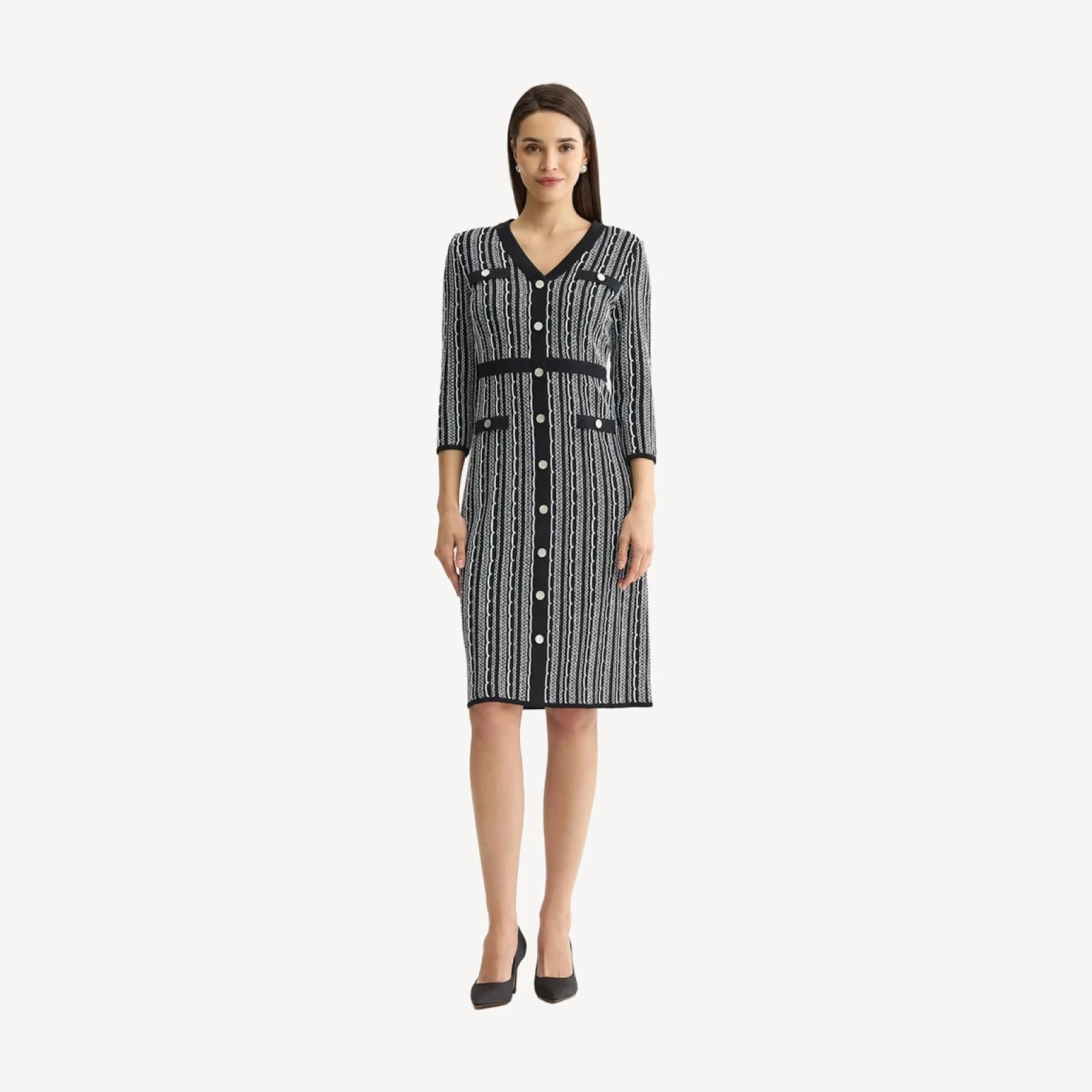 Vertical Stitch Knit Sheath Dress