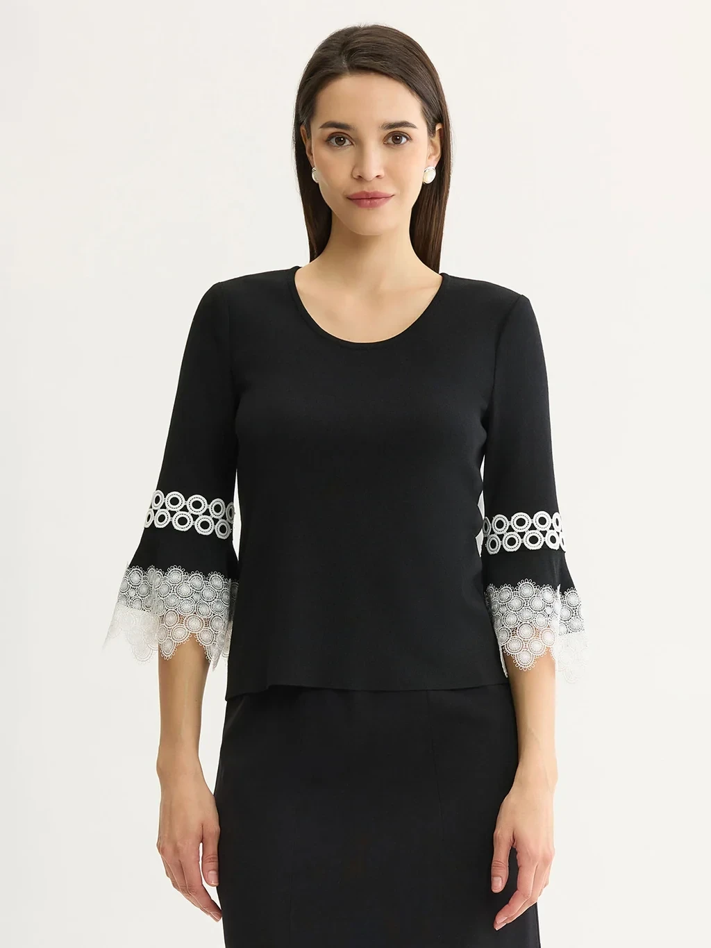 Lace Applique Soft Knit Top