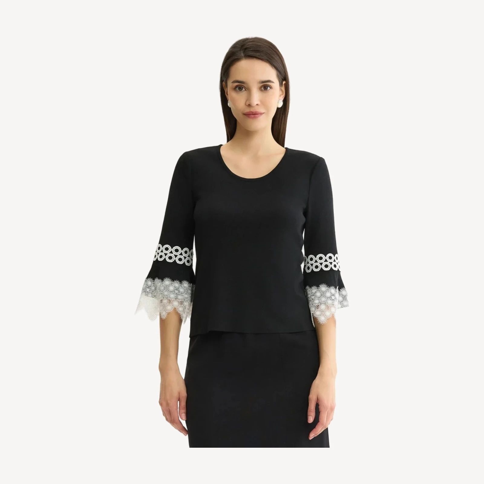 Lace Applique Soft Knit Top